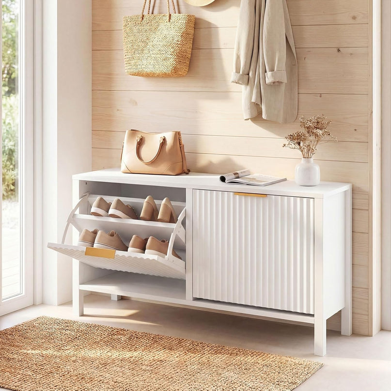 Banc de rangement pour chaussures Giantex avec 2 tiroirs basculants