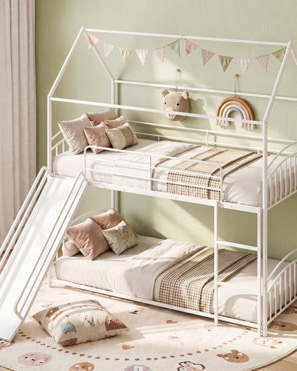 Giantex Twin Over Twin Bunk Bed with Slide & Ladder