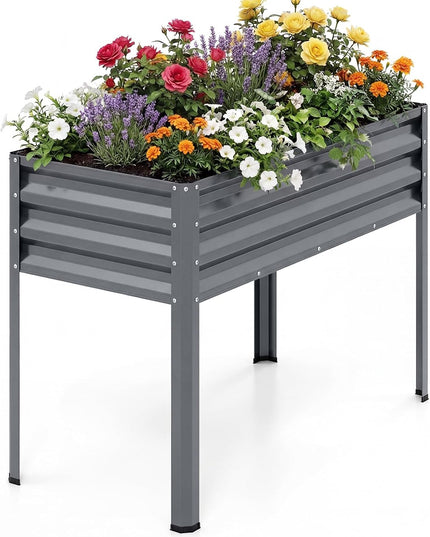 Giantex Raised Garden Bed with Legs | 44" x 22" x 32" Metal Large Elevated Planter Box (1/2)