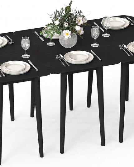 Giantex 68"Extendable Dining Table for 6-8 People, 68" Farmhouse Kitchen Table with 2 Half-Round & 1 Rectangular Table