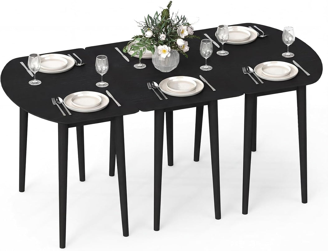 Table de salle à manger extensible Giantex 68" pour 6 à 8 personnes, table de cuisine de style campagnard 68" avec 2 plateaux demi-ronds et 1 plateau rectangulaire