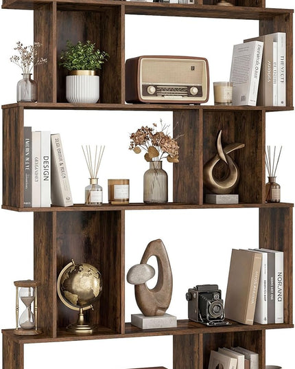 Giantex 5-Tier Bookshelf | 10-Cube Geometric Book Case with 5 Closed-Back Cubbies