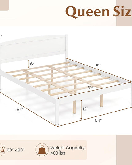 Giantex Twin/Queen/King/Full Size Wooden Bed Frame with Curved Headboard