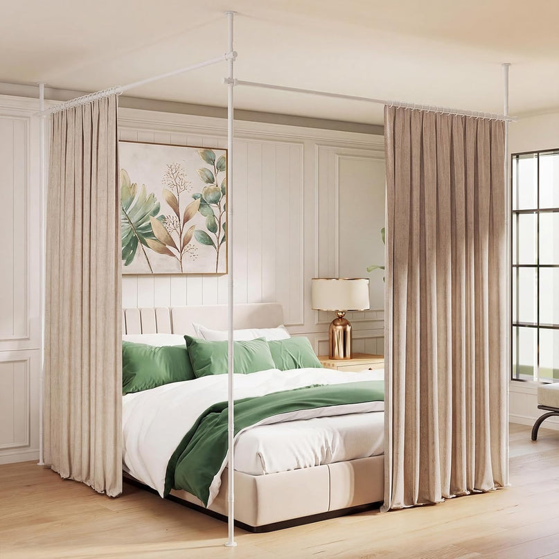 Giantex Room No Drill Divider Curtain Rod | Adjustable 4-10 ft Height & 28-142 in Width
