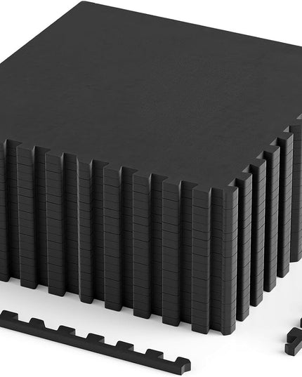 Giantex Interlocking Rubber Gym Floor Mats | 0.55'' Thick 24''x24'' Puzzle Tiles with Border Strips