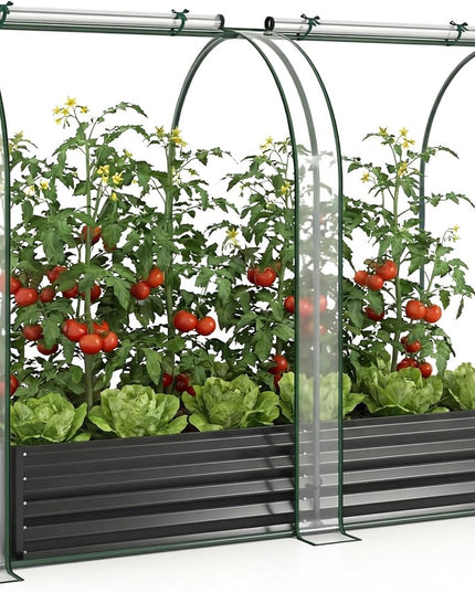 Giantex 6x3x1 FT Outdoor Galvanized Raised Garden Bed with Greenhouse Cover