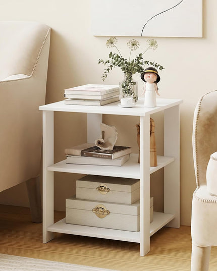Giantex 16" Square Wooden 3-Tier Side Table with Open Storage Shelves (1/2)