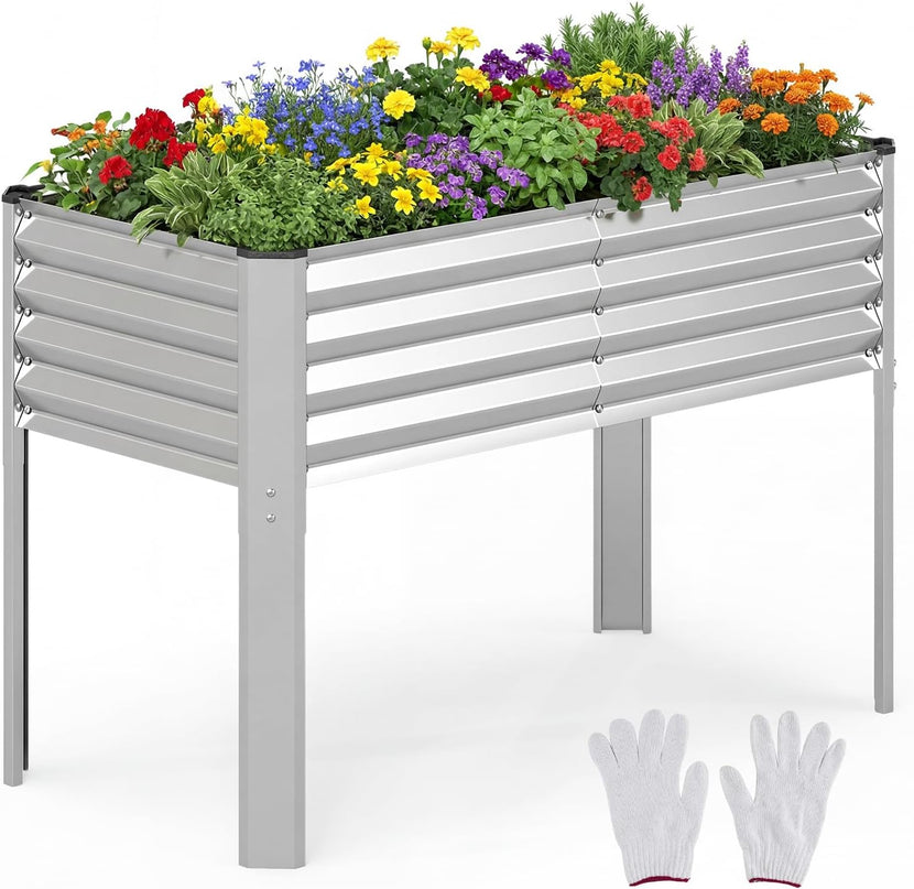 Giantex 46"x24"x31" Galvanized Raised Garden Bed with Legs (1/2)