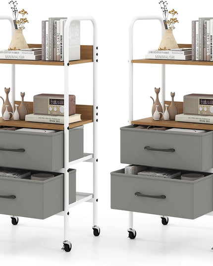 Giantex Utility Rolling Cart with Foldable Fabric Drawers