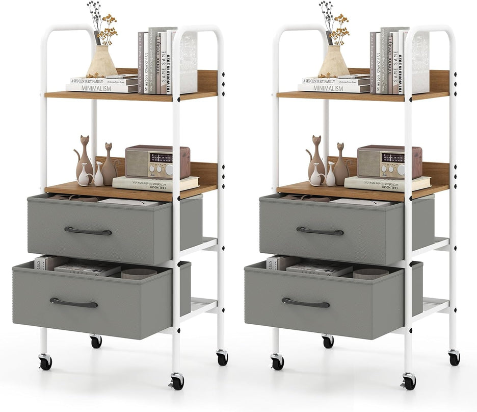 Giantex Utility Rolling Cart with Foldable Fabric Drawers
