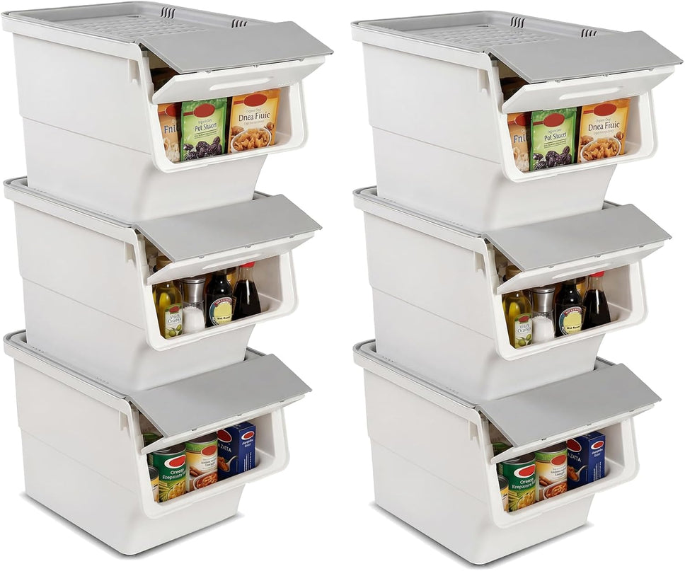 Bacs de Rangement Empilables en Plastique Giantex avec Couvercles et Roues