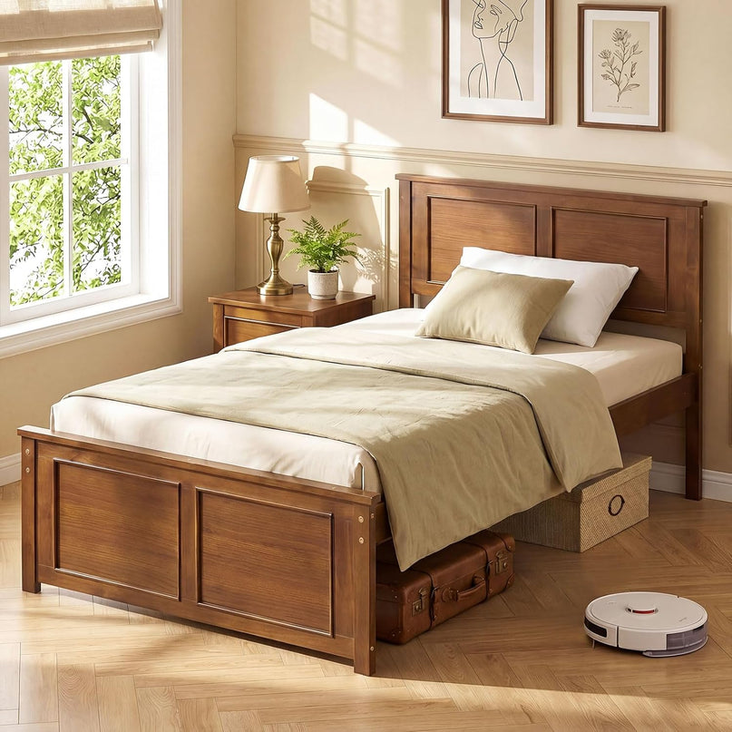Giantex Wood Full/Twin/Queen Size Bed Frame w/Wooden Slat Support Mattress Foundation