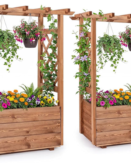 Giantex Raised Garden Bed with Sided Trellis & Hanging Roof ( 31”x16”x41” )