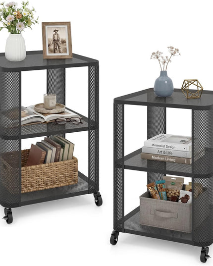 Giantex 3-Tier Rolling Side Table w/Open Storage Shelves (1/2)