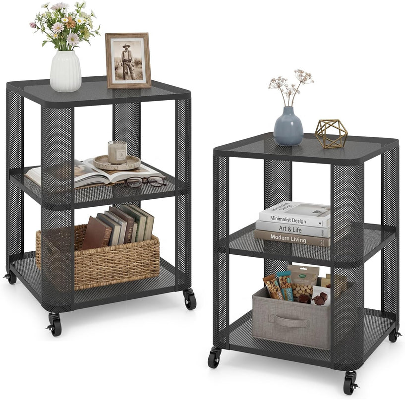 Giantex 3-Tier Rolling Side Table w/Open Storage Shelves (1/2)