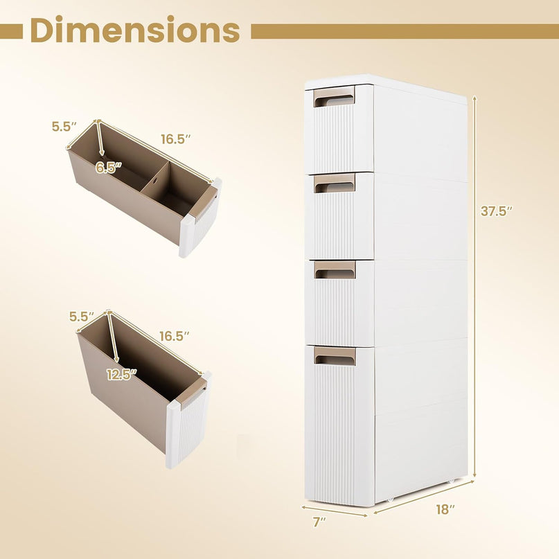 Giantex 3-Tier/ 4-Tier Narrow Rolling Storage Cabinet (1/2)