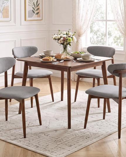 Giantex Wooden Dining Chairs Set of 2/4 with Curved Back & Fabric Padded Seat