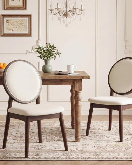 Chaises de salle à manger Giantex en tissu de lin rembourré avec siège rembourré et dossier rond (2/4)