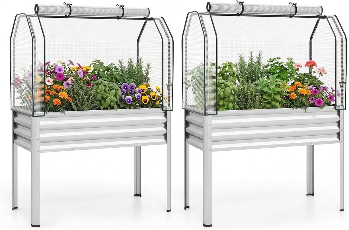 Giantex 44x22x60 Raised Garden Bed with Legs & Greenhouse Cover (1/2)