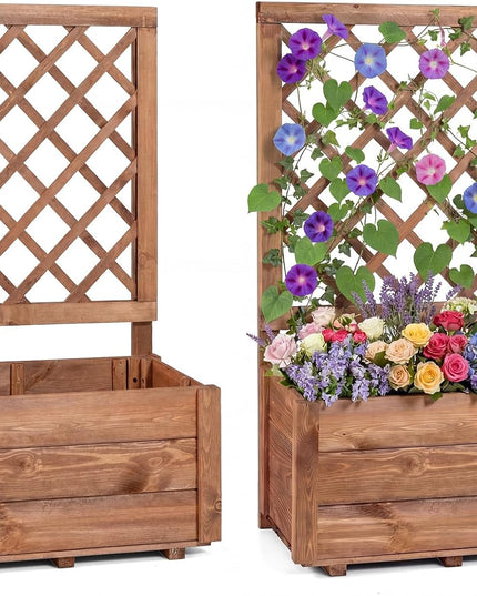 Giantex Raised Garden Bed with Trellis for Climbing Vine Flower Herb Vegetable Fruit