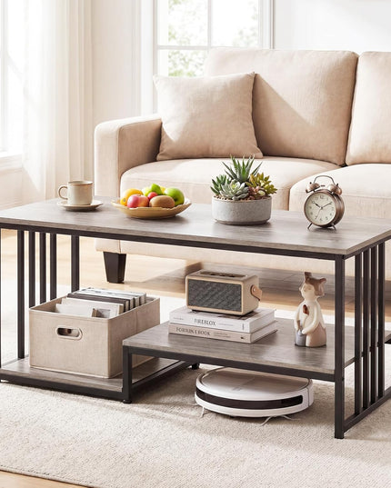 Giantex 43.5" Rectangle 2-Tier Farmhouse Coffee Table with Storage