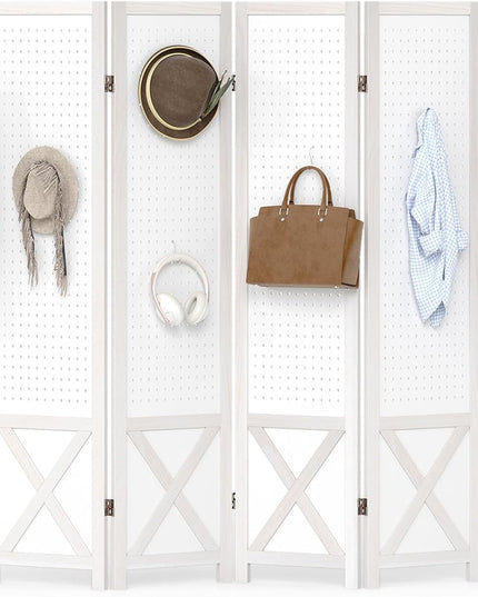 Giantex 4/6 Panel Pegboard Room Divider | 5.6FT Folding Privacy Screen with Peg Board Storage