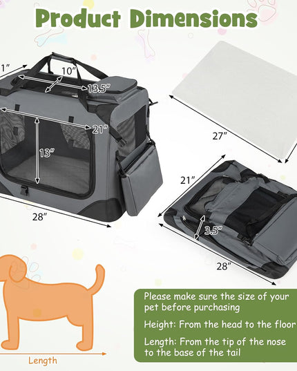 Giantex Folding Soft Dog Crate with 5-Sided Mesh & 3 Doors