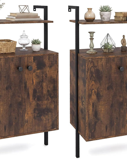 Giantex 38" Tall Industrial Wall Mount Bookshelf with Storage Cabinet (1/2)