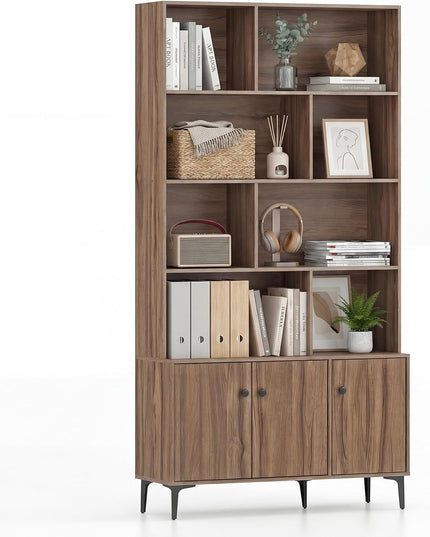 Giantex 68.5" Tall Bookcases and Bookshelves with 2 Doors (35.5" x 12" x 68.5")