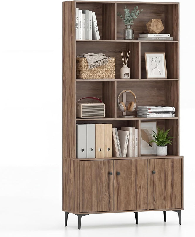 Giantex 68.5" Tall Bookcases and Bookshelves with 2 Doors (35.5" x 12" x 68.5")