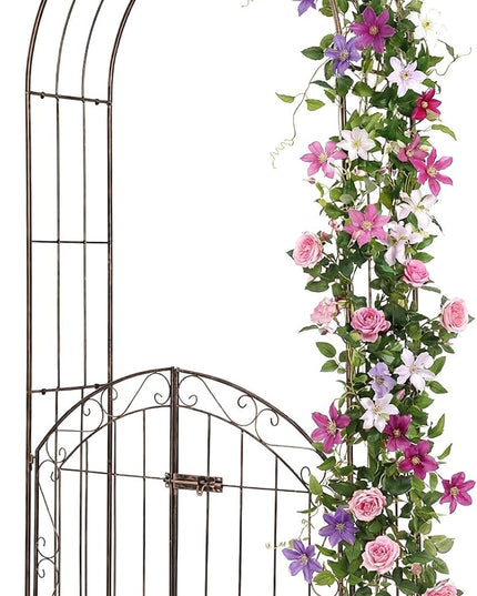 Giantex 79" H x 39" W Garden Arch with Gate & Safety Latch