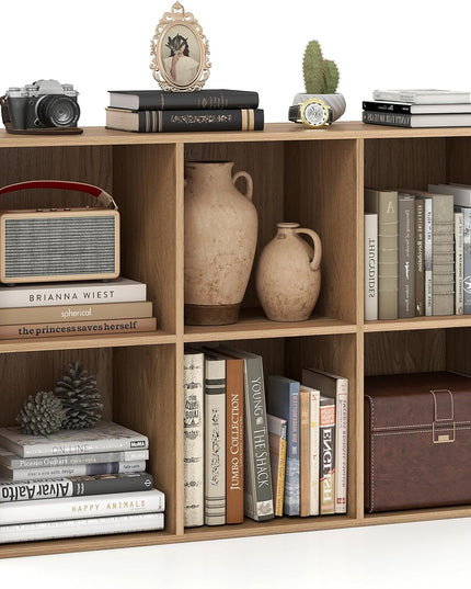 Giantex 6-Cube Bookcase, 3-Tier Cubby Bookshelf, Horizontal Vertical Display Rack with Anti-Tipping Kits