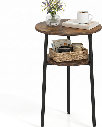 Giantex 2-Tier Round Side Table w/Metal Frame (1/2)