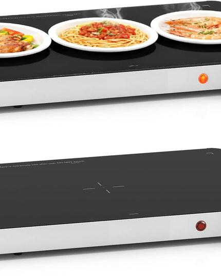 Giantex Electric Warming Tray 40 x 30 cm - Tempered Glass Buffet Server & Food Warmer