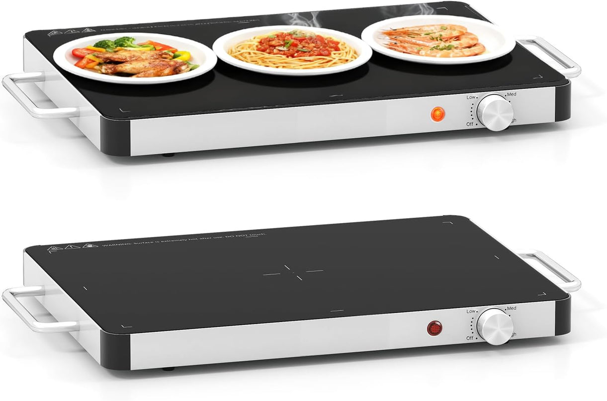 Giantex Electric Warming Tray 40 x 30 cm - Tempered Glass Buffet Server & Food Warmer
