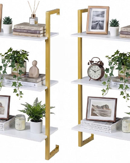 Giantex 3-Tier Wall-Mounted Bookshelf with Metal Frame (1/2)