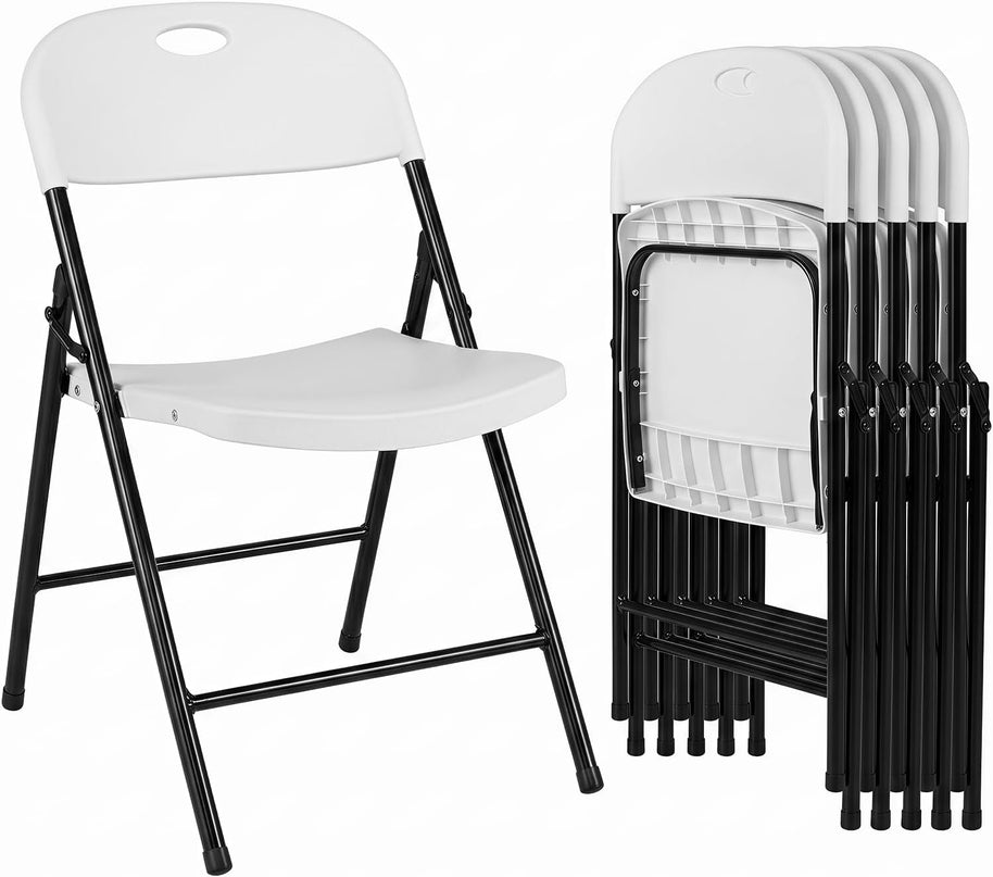 Giantex 4/6/8/12 Pack Plastic Folding Stackable Chair with Curved PP Seat