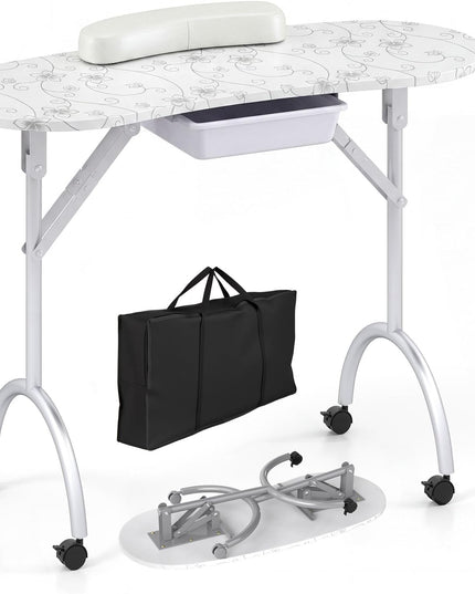 Table de manucure pliable avec roues verrouillables