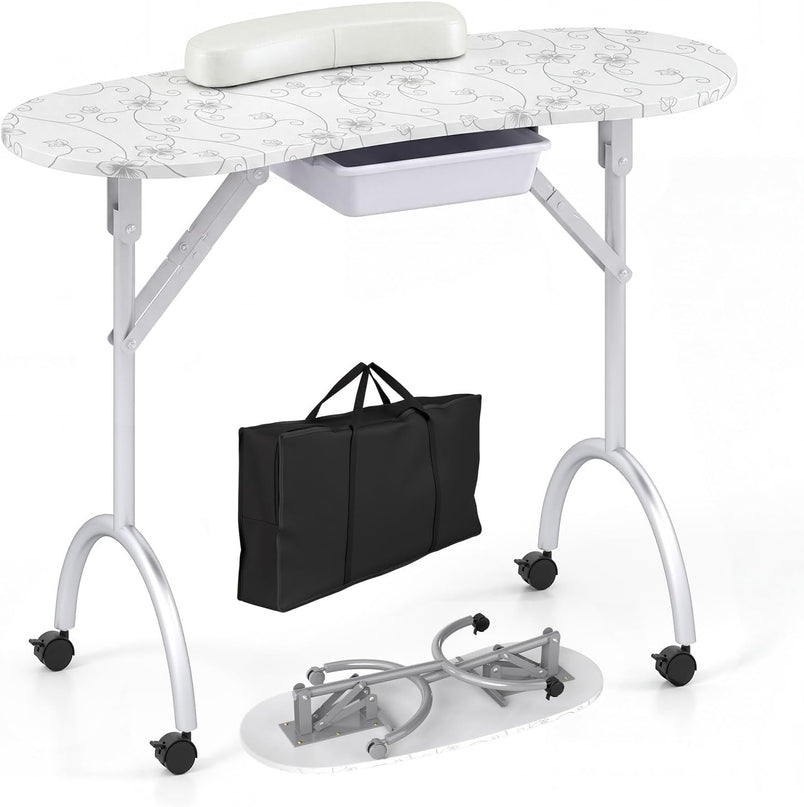 Table de manucure pliable avec roues verrouillables