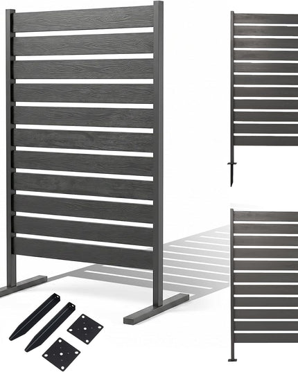 Giantex 37"W x 61"H Outdoor Privacy Fence Screen with Ground Stakes & Base Feet (1/2)