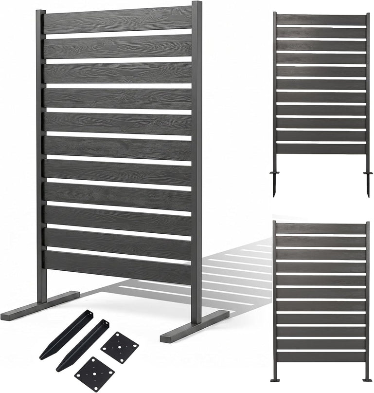 Giantex 37"W x 61"H Outdoor Privacy Fence Screen with Ground Stakes & Base Feet (1/2)