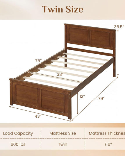 Giantex Wood Full/Twin/Queen Size Bed Frame w/Wooden Slat Support Mattress Foundation