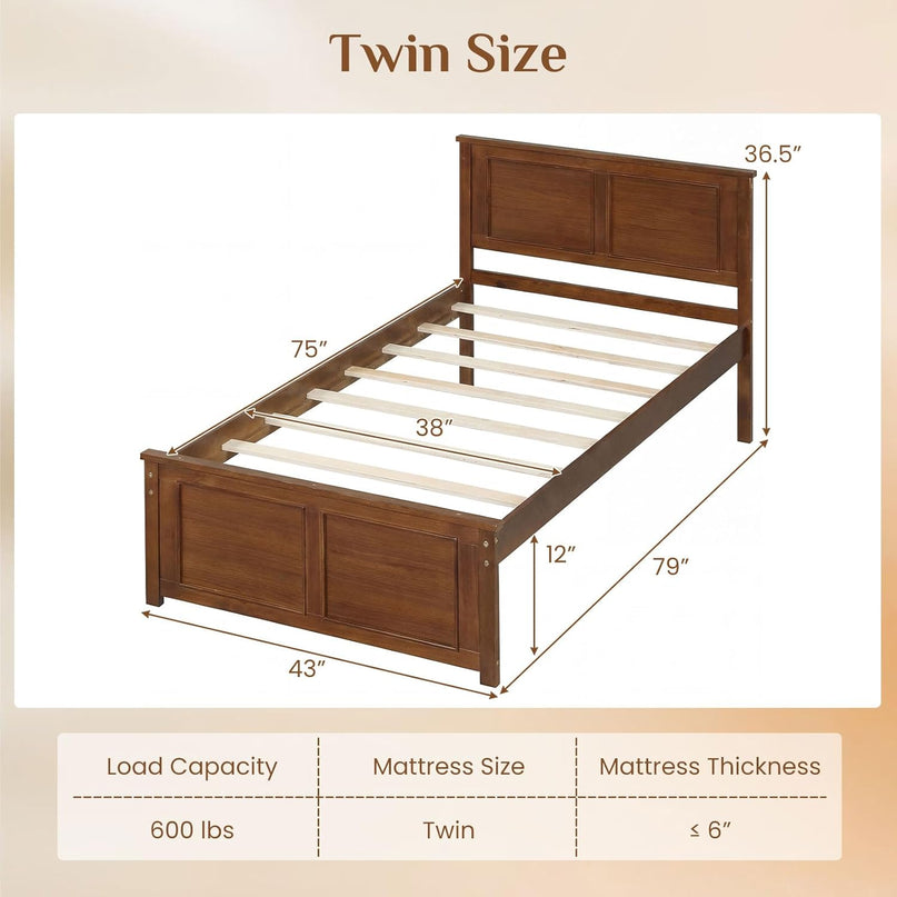 Giantex Wood Full/Twin/Queen Size Bed Frame w/Wooden Slat Support Mattress Foundation