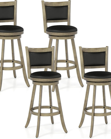 Tabouret de bar à hauteur de comptoir Giantex avec dossier pivotant en bois et revêtement en tissu