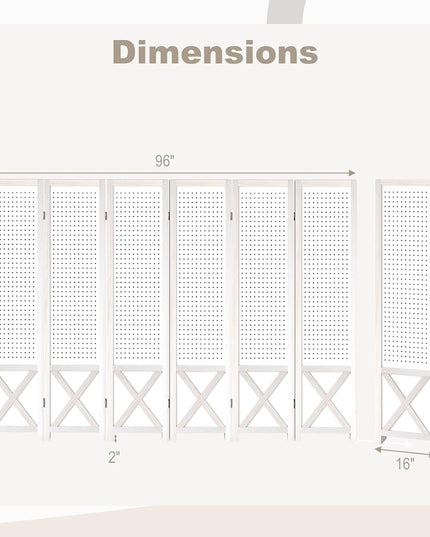 Giantex 4/6 Panel Pegboard Room Divider | 5.6FT Folding Privacy Screen with Peg Board Storage