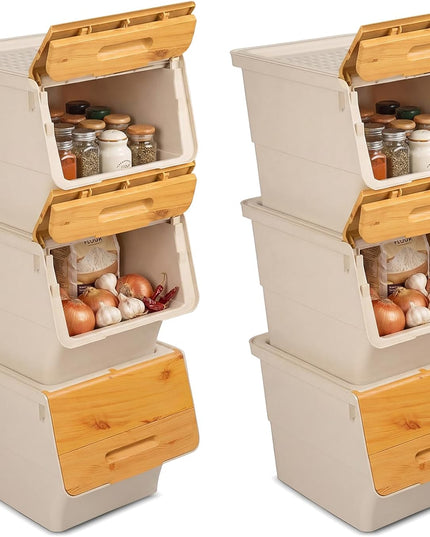 Bacs de Rangement Empilables en Plastique Giantex avec Couvercles et Roues