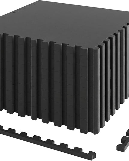Giantex Interlocking Rubber Gym Floor Mats | 0.55'' Thick 24''x24'' Puzzle Tiles with Border Strips