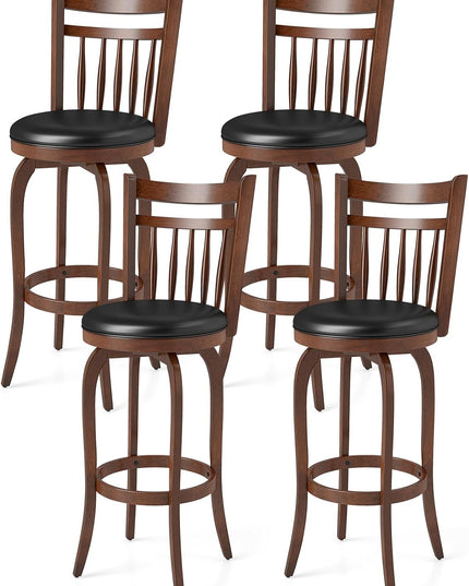 GIANTEX Swivel Bar Stools Set of 2/4 with Faux Leather Padded Seat