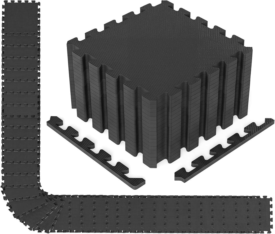 Giantex 0.4" Thick Non-Slip Interlocking Exercise Mat with Borders