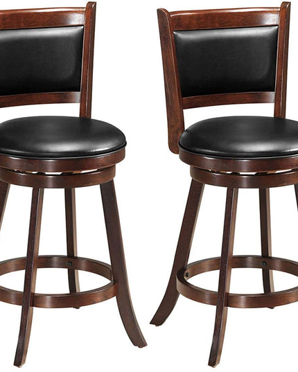 Tabouret de bar à hauteur de comptoir Giantex avec dossier pivotant en bois et revêtement en tissu
